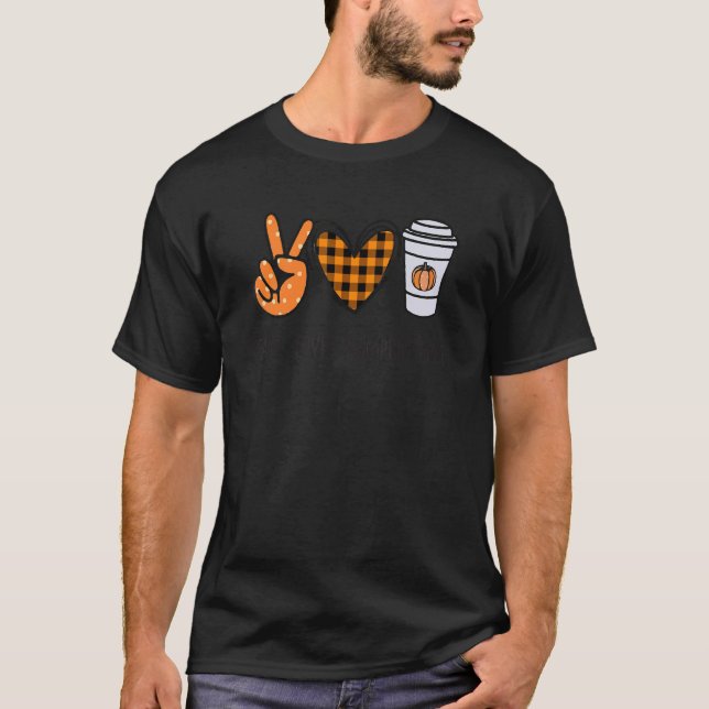 Camiseta Peace Love Pumpkin Spice Thanksgiving Peace Sign T (Frente)