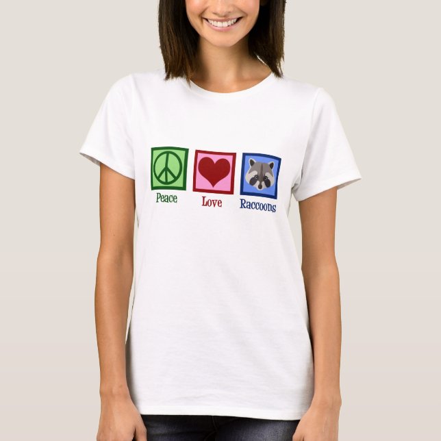 Camiseta Peace Love Raccoons (Frente)