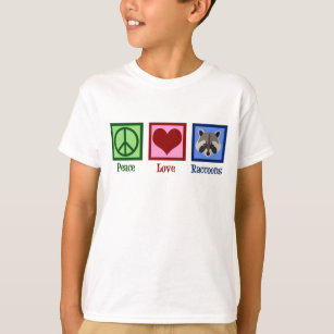 Camiseta Peace Love Raccoons Kids