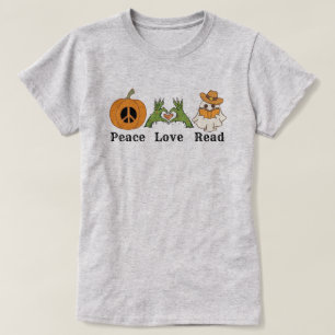 Camiseta Peace Love Read Halloween Western
