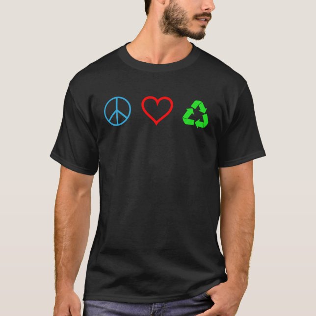Camiseta Peace Love Recycle  Recycling  Earth Day (Frente)