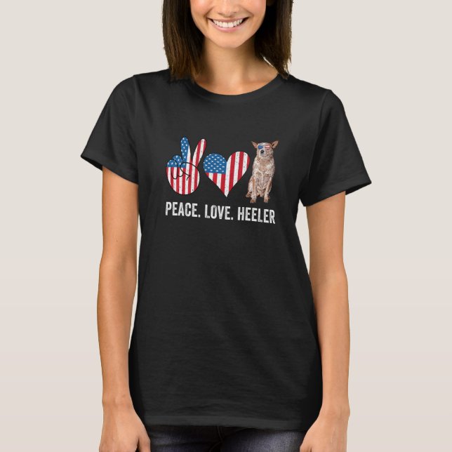 Camiseta Peace Love Red Heeler australiano Cattle Dog Ameri (Frente)
