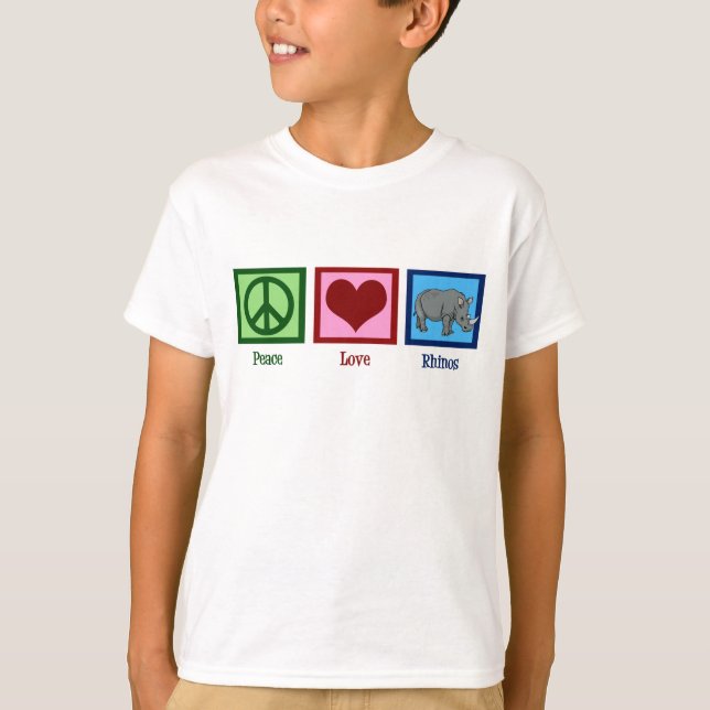 Camiseta Peace Love Rhinos Cute Rhino Kids (Frente)