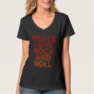 Camiseta Peace Love Rock And Roll Distress Rock Concert