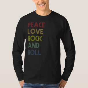 Camiseta Peace Love Rock And Roll Distress Rock Concert R