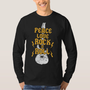 Camiseta Peace Love Rock And Roll Limited Edition Design 60