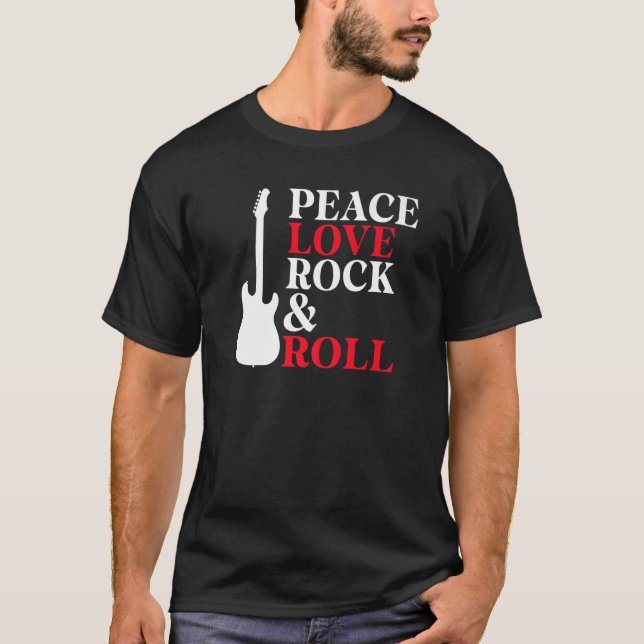 Camiseta Peace Love Rock and Roll Rocker   (Frente)