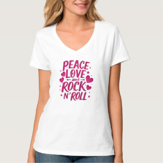 Camiseta Peace Love Rock N’ Roll - Vibrante Lover Musical