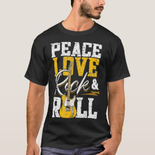 Camiseta Peace Love Rock & Roll Electronic Rock Guitar