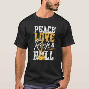 Camiseta Peace Love Rock & Roll Electronic Rock Guitar Pre