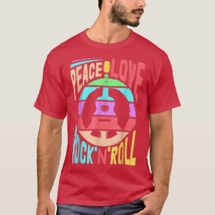 Camiseta Peace Love RockNRoll Engraçado Jazz Music Guitar