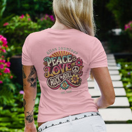 Camiseta Peace Love RocknRoll Retro 70s Vintage Psychedelic