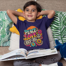 Camiseta Peace Love RocknRoll Retro 70s Vintage Psychedelic