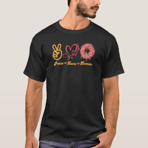 Camiseta Peace Love Rosquinha Sprinkle I Love Snacks Doughn