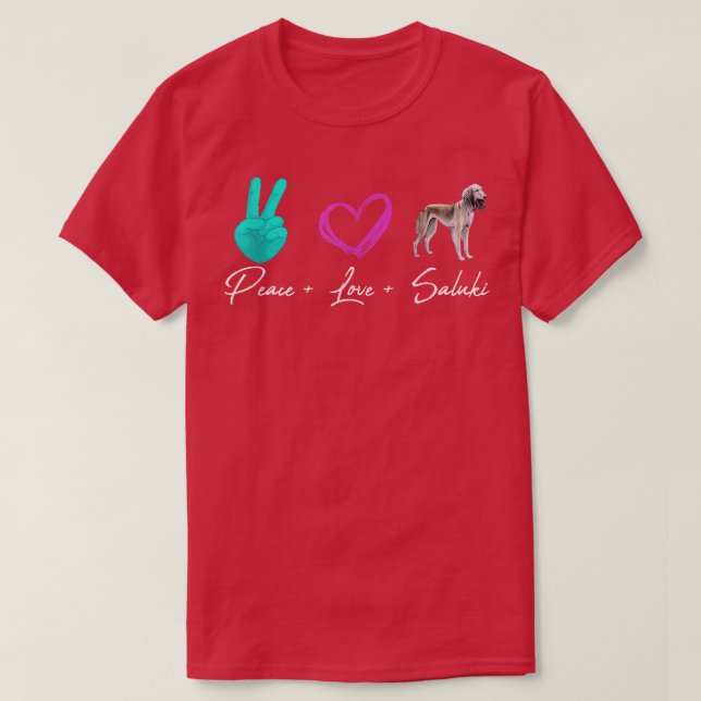 Camiseta Peace Love Saluki Funny Dog Owner  (Frente do Design)
