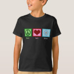 Camiseta Peace Love Science Atom Model Kids<br><div class="desc">Camiseta infantil legal para um cientista ou apenas um geek que adora aprender como o mundo funciona. Bela Paz Amor,  Criança de Ciência com um sinal de paz,  coração e modelo atômico.</div>