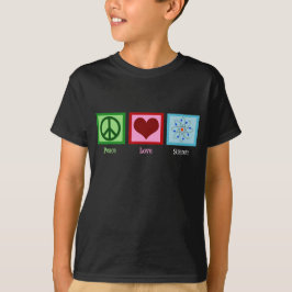Camiseta Peace Love Science Atom Model Kids