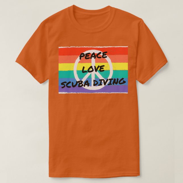 Camiseta Peace Love Scuba mergulhando 1 (Frente do Design)