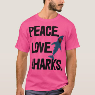 Camiseta Peace Love Shark Tee Shirts Funny Sea Animal Tee W