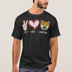 Camiseta peace love shiba inu gifts for men women kids shib