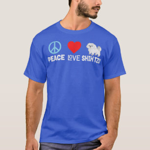 Camiseta Peace Love Shih Tzu T-Shirt - Engraçado Cachorro P