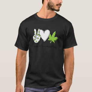 Camiseta Peace Love Smoking Peace Sinal Fumar Mão Fumando 1