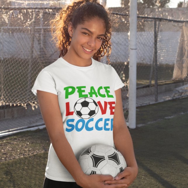 Camiseta Peace Love Soccer Ball Cute Sports Team (Criador carregado)