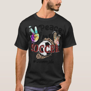 Camiseta Peace Love Soccer Vovó Mãe Vovó Leopardo 