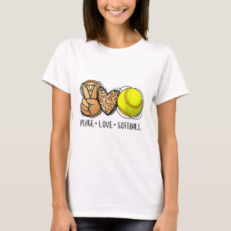Camiseta Peace Love Softball Mãe Dia de as mães Impresso Le