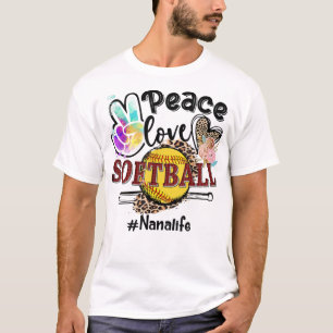Camiseta Peace Love Softball Nana Life Mom Grandma Leopard 