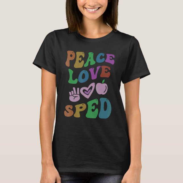 Camiseta PEACE LOVE SPED Retro Special Education Sch (Frente)