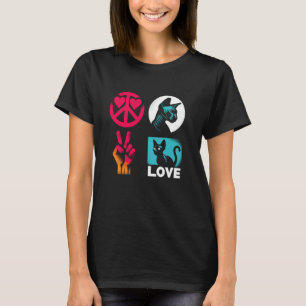 Camiseta Peace Love Sphynx Cat - Vintage Peace Symbol Anima