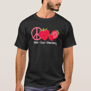 Camiseta Peace Love Strawberry Berries Berry Strawberry