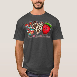Camiseta Peace Love Strawberry Fruit Farmer Sweet Strawberr
