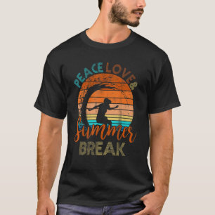 Camiseta Peace Love Summer Break Summer Férias Retro Vint
