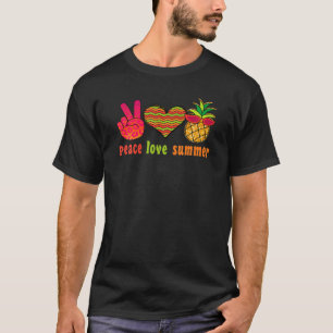 Camiseta Peace Love Summer Legal Groovy Retro Hippie Pineap