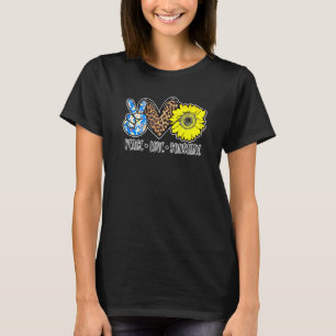 Camiseta Peace Love Sunshine Professor Sunflower Plus Size