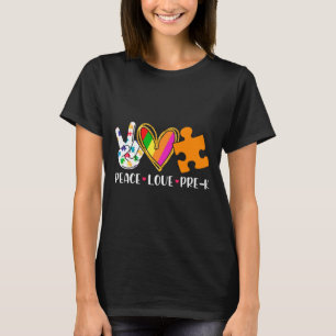 Camiseta Peace Love Support Autism Pre K Stuacher Ki