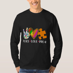 Camiseta Peace Love Support Autism Pre K Stuacher Ki