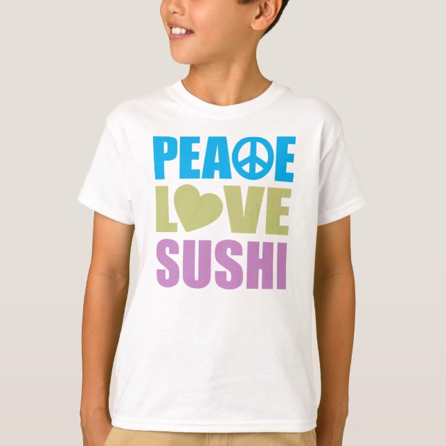 Camiseta Peace Love Sushi (Frente)