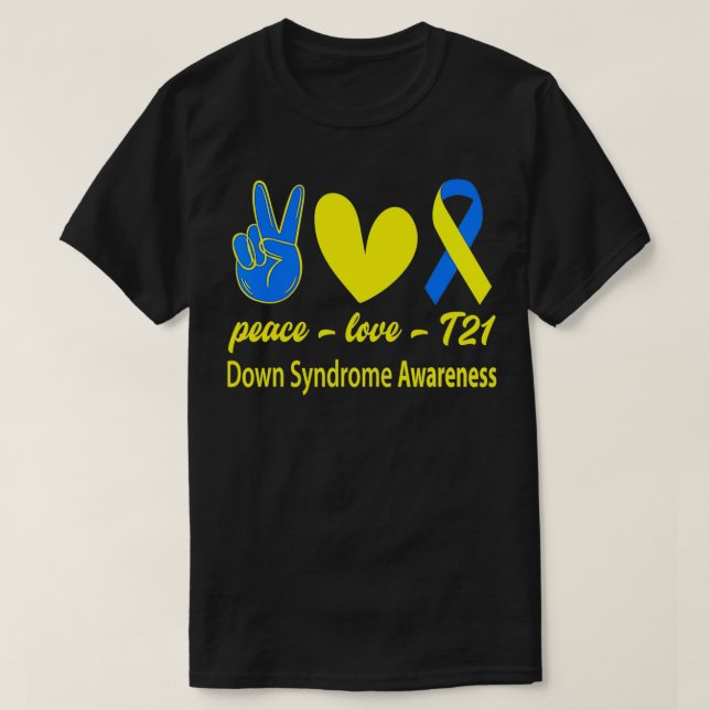 Camiseta Peace Love T21 World Down Syndrome Awarness Day L (Frente do Design)