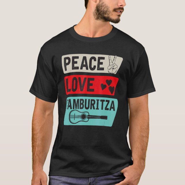 Camiseta Peace Love Tamburitza Music Instrument Tamburitza  (Frente)