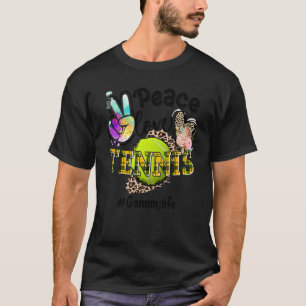 Camiseta Peace Love Tênis Gammy Life Mãe Avó Leopardo