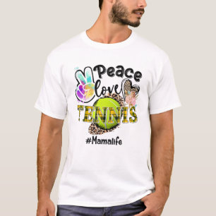 Camiseta Peace Love Tênis Mama Life Mãe Avó Leopardo