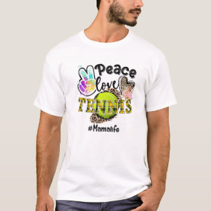 Camiseta Peace Love Tênis Mama Life Mãe Avó Leopardo