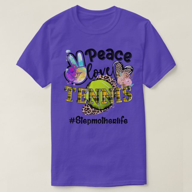 Camiseta Peace Love Tênis Stepma Life Mãe Avó Leop (Frente do Design)