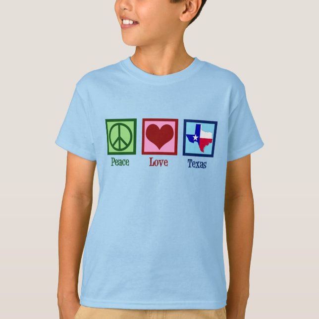 Camiseta Peace Love Texas Orud Texans Kids (Frente)