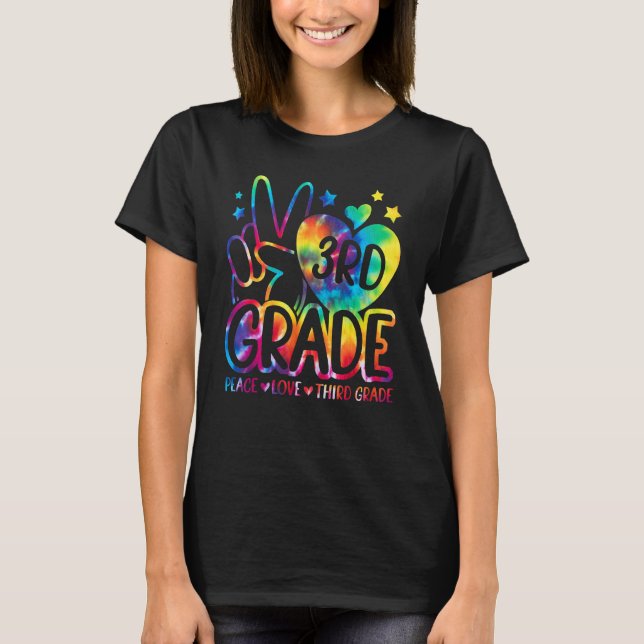 Camiseta Peace Love Third Grade Back To School Team 3rd Gra (Frente)