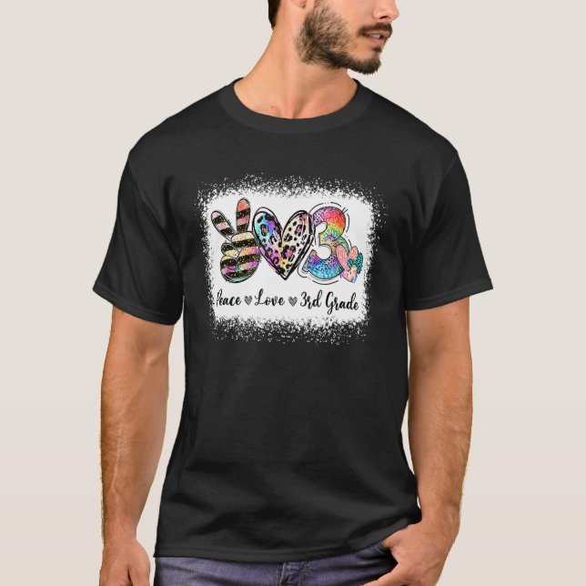 Camiseta Peace Love Third Grade Back To School Team 3rd Gra (Frente)
