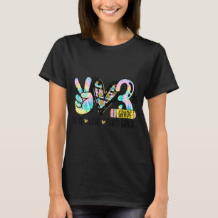 Camiseta Peace Love Third Grade Tie Dye Professor